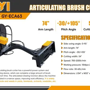2026 GIYI GY-ECA63 54 in Articulating Skid Steer Brush Cutter (Unused)