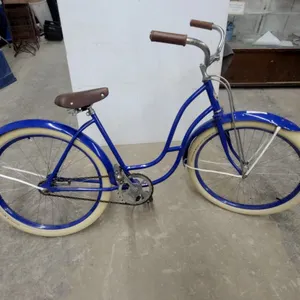 Rollfast Vintage Cruiser Bicycle with Cream Whitewall Tires and Brown Leather Seat 1950.S