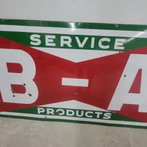 B/A Service Products Porcelain Enamel Gas Station Sign 76.6 x 41.6" 1950s