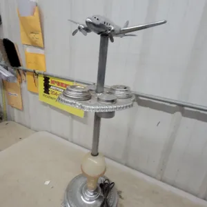 Art Deco Chrome DC-3 Airplane Smoker's Stand with Onyx Accent and Electric Cord