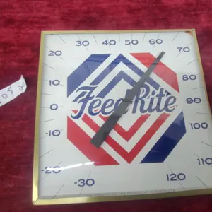 Feed Rite Advertising Thermometer by Pam Clock Co., New Rochelle, New York Vintage 12 x 12" Glass