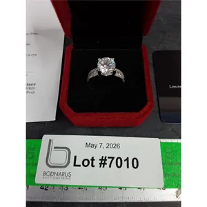 ^ 3.00 Ct GRA Certified Round Brilliant Cut Moissanite Stone Set In 925 Silver Ring Size 6.5