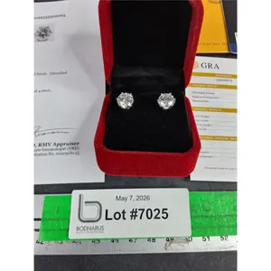 ^ 4.00 Ct Tw GRA Certified Round Brilliant Cut Moissanite Stones Set In 925 Silver Earrings