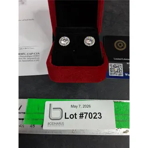 ^ 2.00 Ct Tw GRA Certified Round Brilliant Cut Moissanite Stone Set In 925 Screw Back Silver Earring