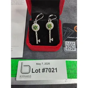 ^ 2.00 Ct Tw GRA Certified Round Brilliant Cut Moissanite Stone Set In 925 Silver Earrings