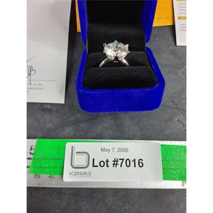 ^ 10.00 Ct GRA Certified Round Brilliant Cut Moissanite Stone Set In 925 Silver Ring Size 6.75