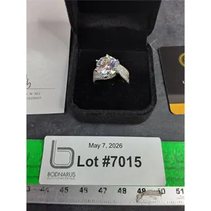 ^ 5.00 Ct GRA Certified Round Brilliant Cut Moissanite Stone Set In 925 Silver Ring Size 6.75