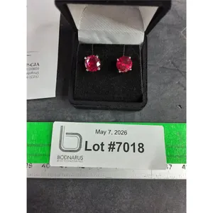 ^ 4.00 Ct Tw Synthetic Ruby Stone Vs Intense Red Color Set In 925 Silver Earrings