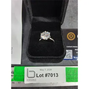 ^ 5.00 Ct GRA Certified Round Brilliant Cut Moissanite Stone Set In 925 Silver Ring Size 9