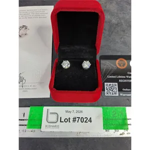 ^ 4.00 Ct Tw GRA Certified Round Brilliant Cut Moissanite Stones Set In 925 Silver Earrings