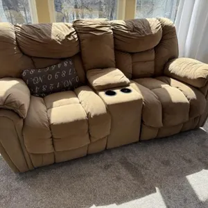 Tan Double Reclining Electric Sofa