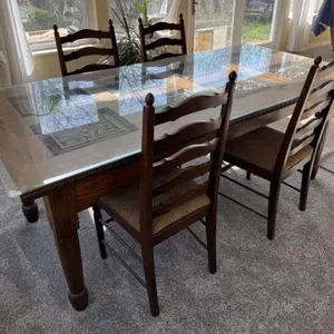 Beautiful Wood w/ Glass Top Dining Table,