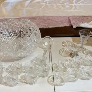 Punch Bowl, 2 Style of Cups, Candy Dish,