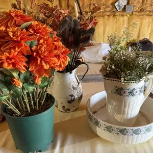 Ceramic Wash Pitcher & Bowl Set, Artificial
