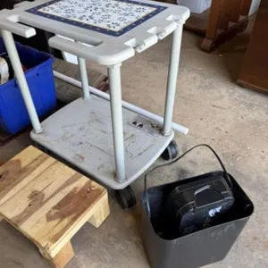 Rolling Plastic Shelf, Wood Step, Paper Shredder