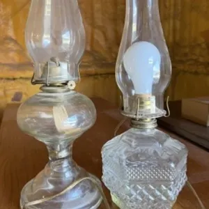 Glass Oil Lamp, Oil Lamp Converted Electric