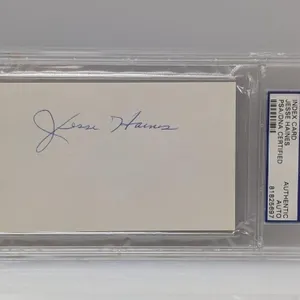 Jesse Haines Auto 3x5 Index Card PSA Aut & Encap