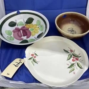 3 Pcs - Ceramic Serving Tray & 2 Glass Bowls