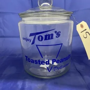 Tom's Toasted Peanuts Glass Cookie Jar w/Lid