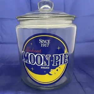 Moon Pie Glass Cookie Jar w/Lid