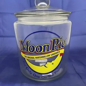 Moon Pie Glass Cookie Jar w/Lid