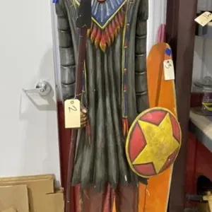 Wooden Native American Statue 74"H