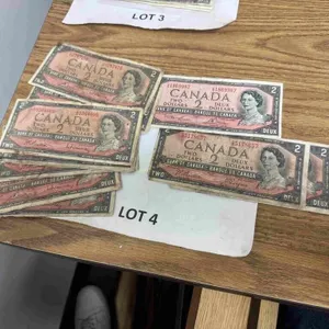 11-1954 Candian $2 bills in rough shape