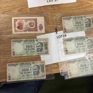5-vintage Indian Rupee bank notes