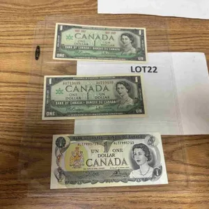 1-1973 $1 and 2-1967 $1 Canadian bills