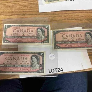 3-1954 Canadian $2 bills