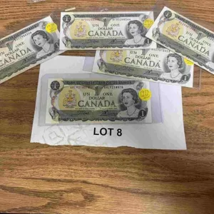 5-uncirculated 1973 Canadian $1 bills