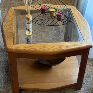 Side Table with  Glass Insert 28x28x19 No Contents