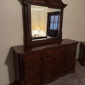 Riverside 12 Drawer Dresser 70x19x40 with Mirror