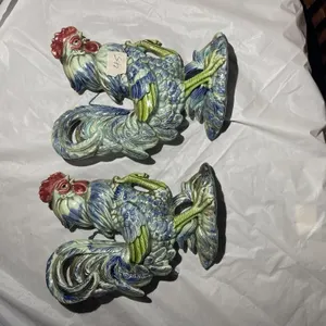 2 Ceramic Roosters