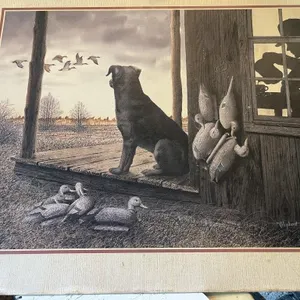 Lab and Ducks Print by S. Oliphant