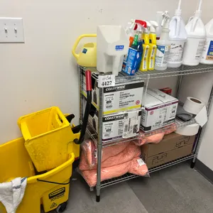 1/2 Height Chrome Rack; Mop Pail w/ Wringer; Supplies; etc.