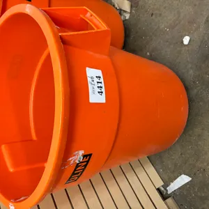 U Line Orange Rolling Garbage Container