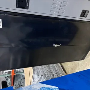U Line Black 2 Door Metal Cabinet 36"W x 72"H x 18"D