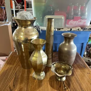 Brass Vases & Artillery Shell