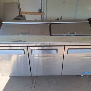 Turbo Air M3 SS 3-Door Refrigerated Prep Station on Wheels, Model: MST-72, SN: MS7T605003, 72"x30"x38"
