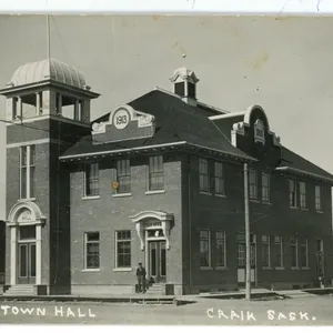 Early 1900’s RPPC – “Town Hall.  Craik Sask.”