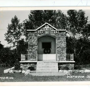 Vintage RPPC – “Memorial.  Watrous, Sask.”