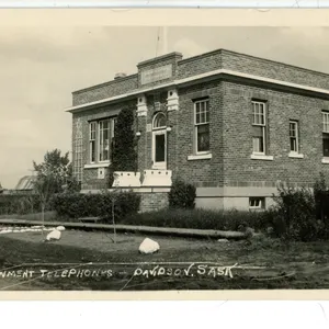 1943 RPPC – “Government Telephones.  Davidson, Sask”