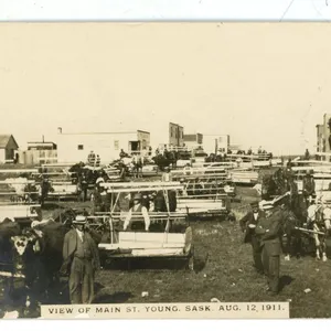 RPPC – “View of Main St.  Young, Sask.  Aug. 12, 1911.”