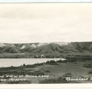 1948 RPPC – “Birdseye View of Round Lake and Indian Mission” Sask.
