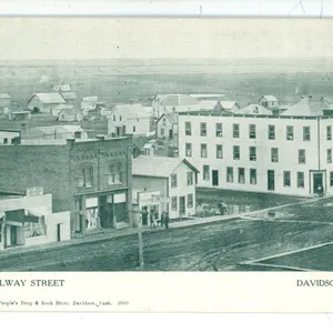 Vintage Post Card – “South Railway Street”.  Davidson, Sask.