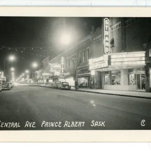 1956 RPPC – “Central Ave. Prince Albert Sask”.