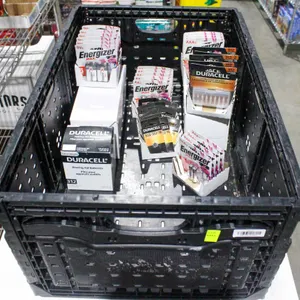 BIN WITH ASSORTED DURACELL AND ENERGIZER BATTERIES