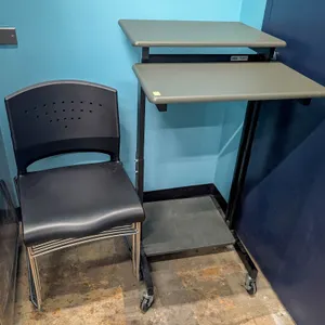 STANDING WORK STATION SOLD WITH 2 HARDBACK CHAIRS