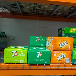LARGE LOT OF POP INCLUDES SCHEWEPPES, 7UP,
